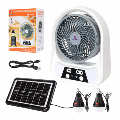 VENTILADOR SOLAR RECARGABLE PORTATIL